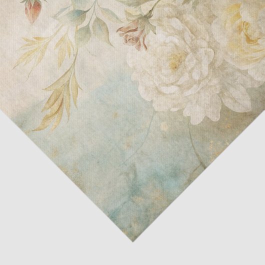Papier Mousseline Pale Yellow and White Peony Floral Pattern (Détail)
