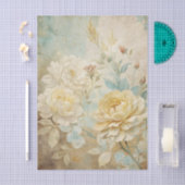 Papier Mousseline Pale Yellow and White Peony Floral Pattern (Artisanat)