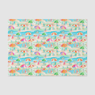 Papier Mousseline Palm Beach Iles tropicales chaises et parasols
