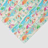 Papier Mousseline Palm Beach Iles tropicales chaises et parasols (Détail)