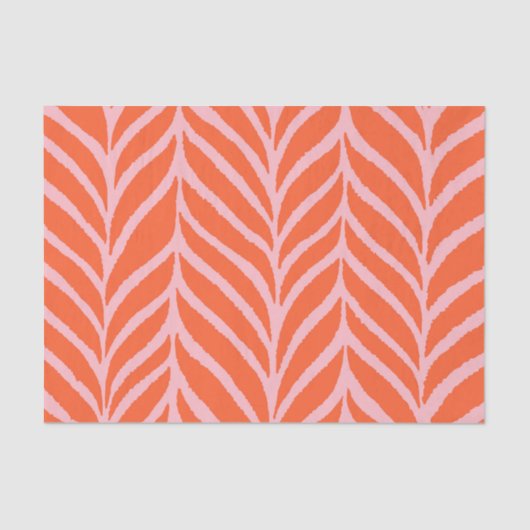 Papier Mousseline Palm Feuille Motif orange et rose (Recto)