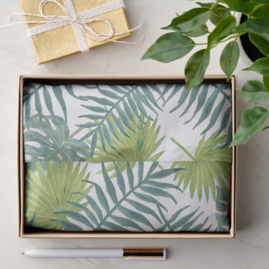 Papier Mousseline Palm Tree Fronds Peinture hawaïenne (Cadeau)