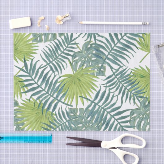 Papier Mousseline Palm Tree Fronds Peinture hawaïenne (Artisanat)