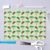 Papier Mousseline Palm Trees and Watermelon Tropical Pattern (Artisanat)
