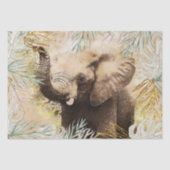 Papier Mousseline Palme tropicale Eléphant Gold (Recto)