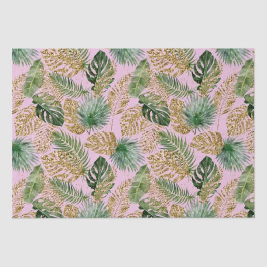 Papier Mousseline Palme tropicale moderne Feuilles Monstera Parties (Recto)