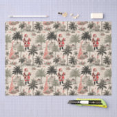 Papier Mousseline Palmier de Noël et Père Noël Tropical Retro (Artisanat)