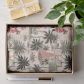 Papier Mousseline Palmier de Noël et Père Noël Tropical Retro (Cadeau)