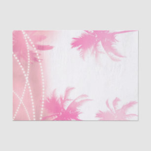 Papier Mousseline Palmier roses blancs & Lumières Été tropical