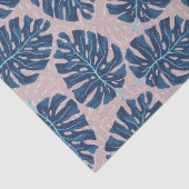 Papier Mousseline Palmier Tropical Bleu Gris (Détail)