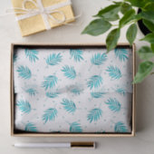 Papier Mousseline Palmier tropical bleu vert feuille motif (Cadeau)