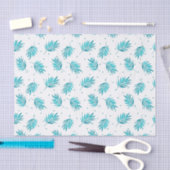 Papier Mousseline Palmier tropical bleu vert feuille motif (Artisanat)