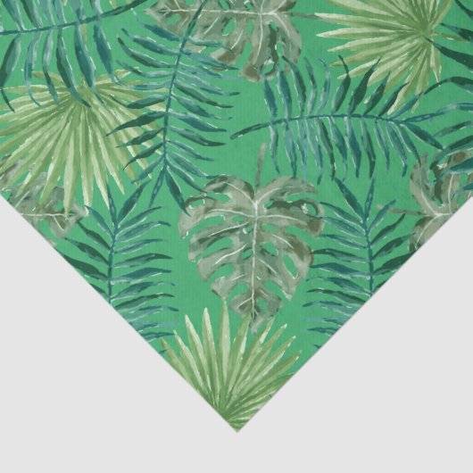 Papier Mousseline Palmier Tropical Feuille Motif vert (Détail)