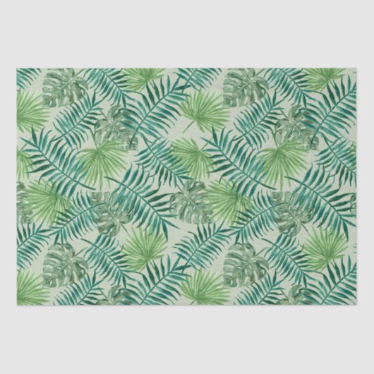 Papier Mousseline Palmier Tropical Feuille Motif vert (Recto)