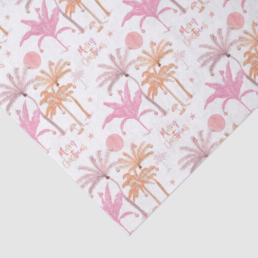 Papier Mousseline Palmier tropical Joyeux Noël (Détail)