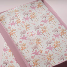 Papier Mousseline Palmier tropical Joyeux Noël