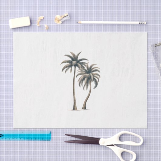 Papier Mousseline Palmier tropical Mariage côtier rustique (Artisanat)