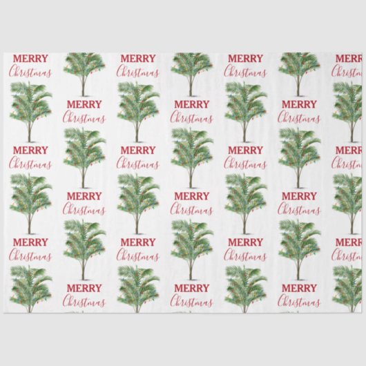 Papier Mousseline Palmier Tropical Noël Arbre de Noël (Recto)