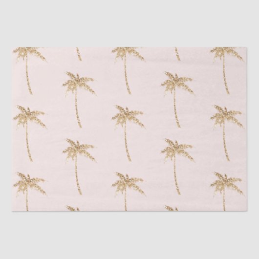 Papier Mousseline Palmier Tropical Parties scintillant Or (Recto)