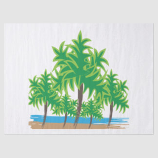 Papier Mousseline Palmiers Plage Île Tropicale