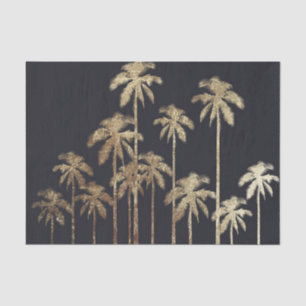 Papier Mousseline Palmiers tropicaux d'or fascinant sur le noir