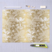 Papier Mousseline Palmiers tropicaux modernes blanc sur or (Artisanat)