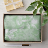 Papier Mousseline Palmiers tropicaux modernes Sage blanc Vert (Cadeau)