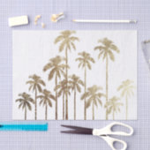 Papier Mousseline Palmiers tropicaux or glamour sur blanc (Artisanat)