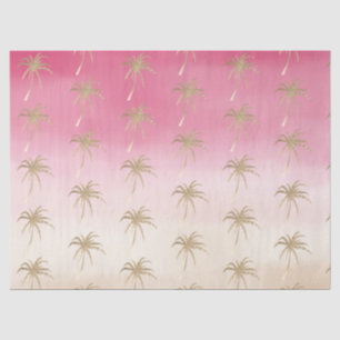 Papier Mousseline Palmiers tropicaux Peach Pink Gold