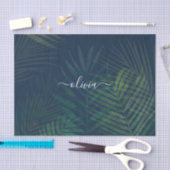 Papier Mousseline Palmiers vert foncé motif feuille (Artisanat)