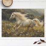Papier Mousseline Palomino d'or Peinture Cheval Découpage<br><div class="desc">Capturez la beauté intemporelle de la nature avec notre Golden Palomino Horse Painting Decoupage Tissue Paper! Chaque feuille est ornée d'une peinture d'inspiration vintage représentant un majestueux cheval de palomino, galopant librement à travers un champ baisé par le soleil. Les tons chauds et l'atmosphère nostalgique évoquent un charme rustique et...</div>