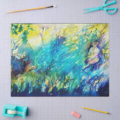 PAPIER MOUSSELINE PAN JOUER FLUTE ET CERF EN BOIS VERT (Artisanat)