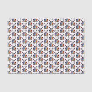 Papier Mousseline Panda Aquarelle Cute Avec Coeur Arc En Ciel