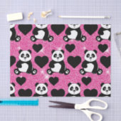 Papier Mousseline Panda Bear Amoureux des animaux Black Hearts Pink  (Artisanat)