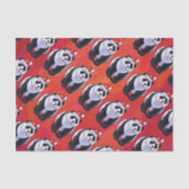 Papier Mousseline Panda Ours Noël Rouge (Recto)