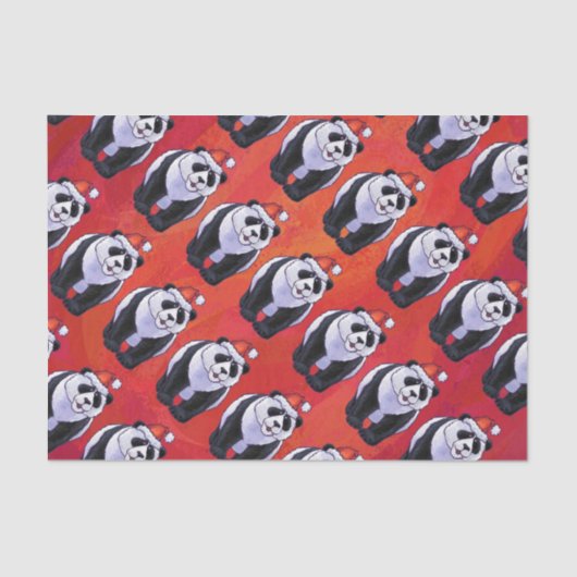 Papier Mousseline Panda Ours Noël Rouge (Recto)