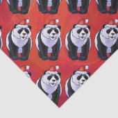 Papier Mousseline Panda Ours Noël Rouge (Détail)