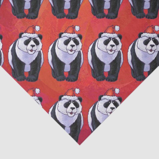 Papier Mousseline Panda Ours Noël Rouge (Détail)