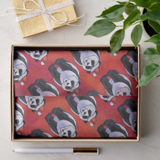 Papier Mousseline Panda Ours Noël Rouge (Cadeau)