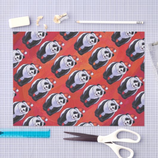 Papier Mousseline Panda Ours Noël Rouge (Artisanat)