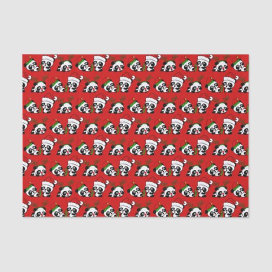 Papier Mousseline Pandas de Noël (Recto)