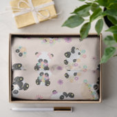 Papier Mousseline Pandas orientales mignonnes Motif sur beige (Cadeau)