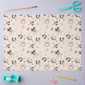 Papier Mousseline Pandas orientales mignonnes Motif sur beige (Artisanat)
