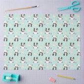 Papier Mousseline Pandas orientaux mignons Motif vert (Artisanat)
