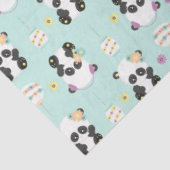 Papier Mousseline Pandas orientaux mignons Motif vert (Détail)