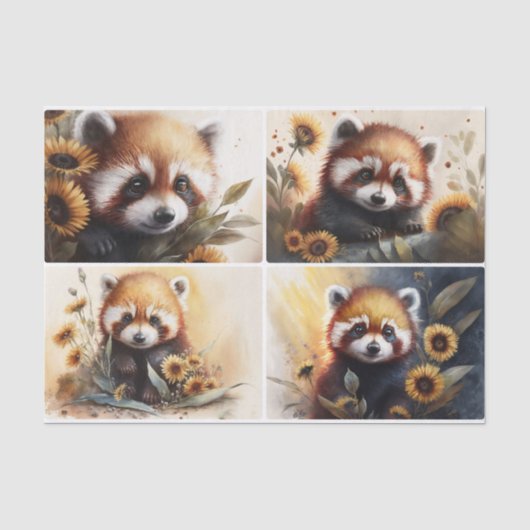 Papier Mousseline Pandas rouges (Recto)