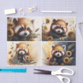 Papier Mousseline Pandas rouges (Artisanat)