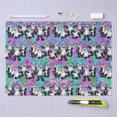 Papier Mousseline Pandas sur violet (Artisanat)