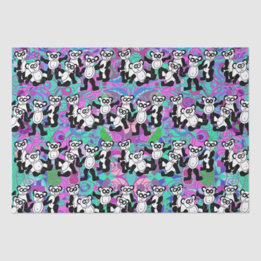 Papier Mousseline Pandas sur violet (Recto)