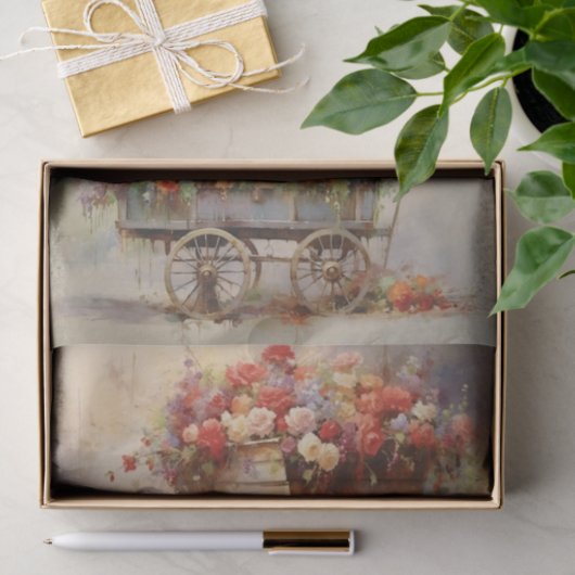 Papier Mousseline Panier à fleurs (Cadeau)